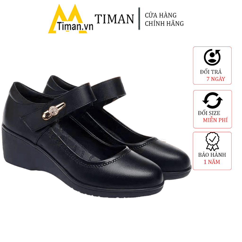 Giày sandal nữ đế xuồng 5 phân cao gót kiểu xỏ ngón đế bệt dáng bánh mì bảo hành 1 năm GD70 TIMAN