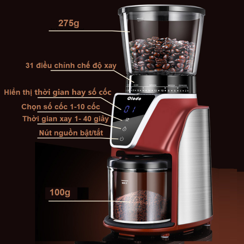 Máy xay hạt cà phê Espresso Olodo CG-001 cao cấp - Hàng Chính Hãng