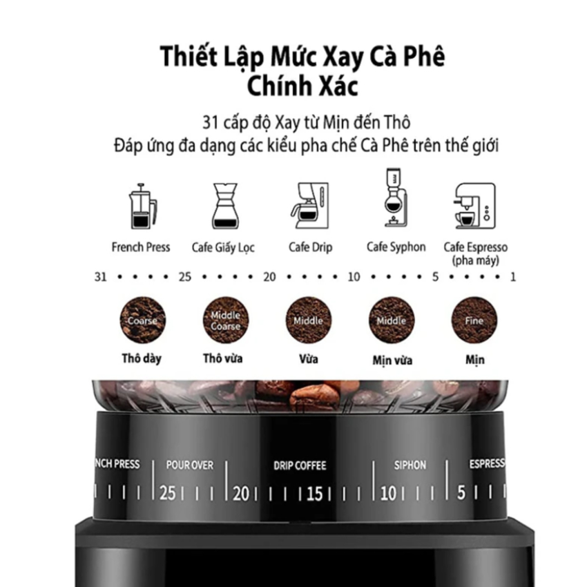 Máy xay hạt cà phê Espresso Olodo CG-001 cao cấp - Hàng Chính Hãng