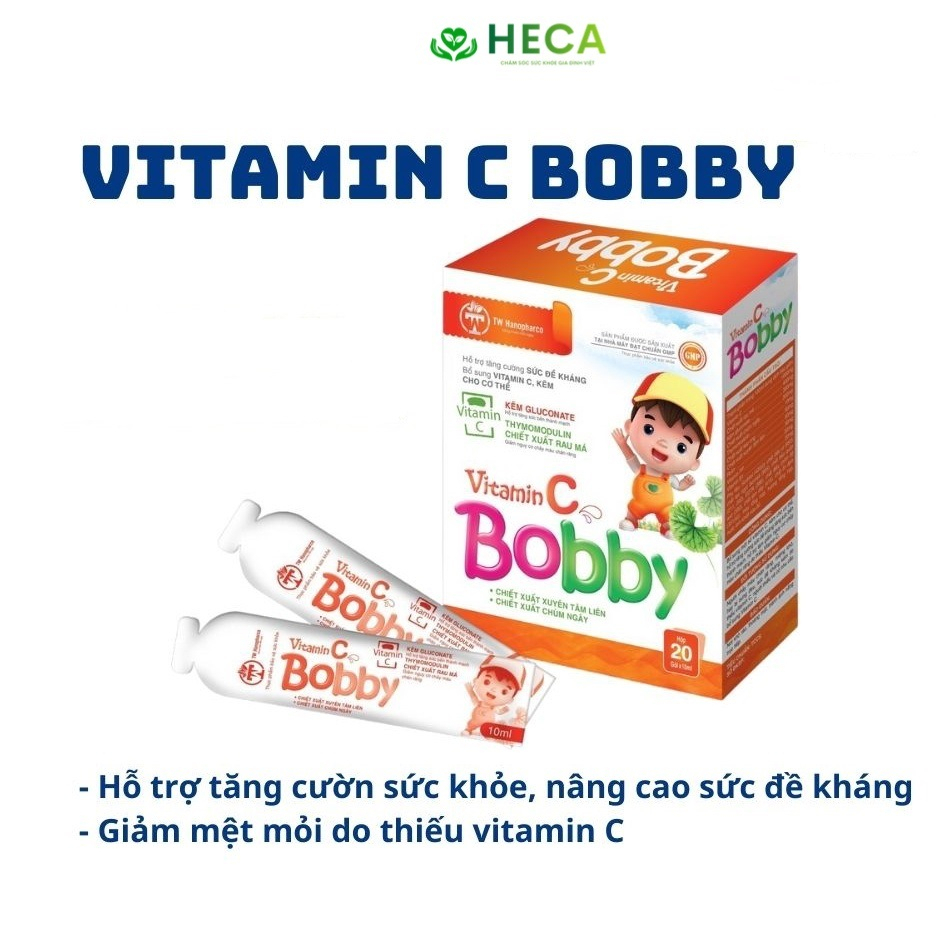 (HANO) Vitamin C và Kẽm cho bé - VITAMIN C BOBBY- tăng sức đề kháng cho trẻ , cho bé phát triển toàn diện ( hộp 20 gói)