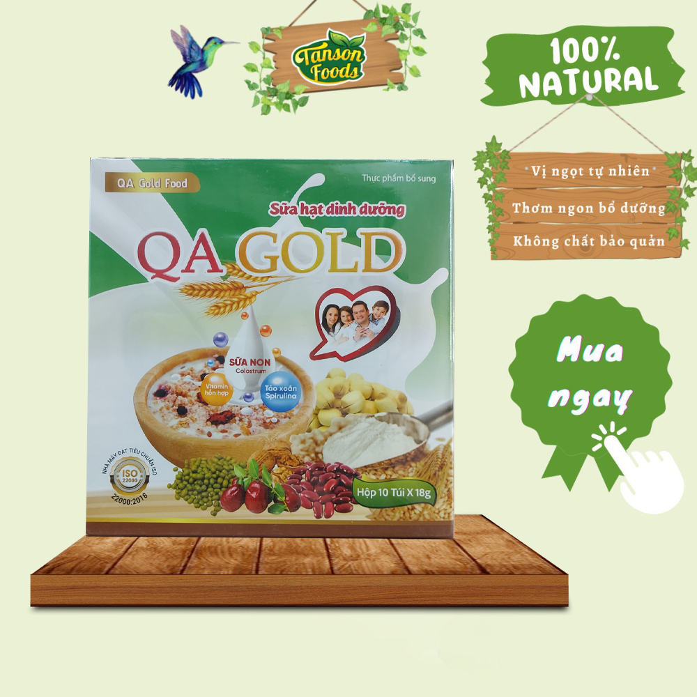 Sữa hạt siêu dinh dưỡng QA GOLD - không đường,ngọt tự nhiên, ăn khiêng, giảm cân, mẹ bầu, người gìa, 180g –Tân Sơn Foods