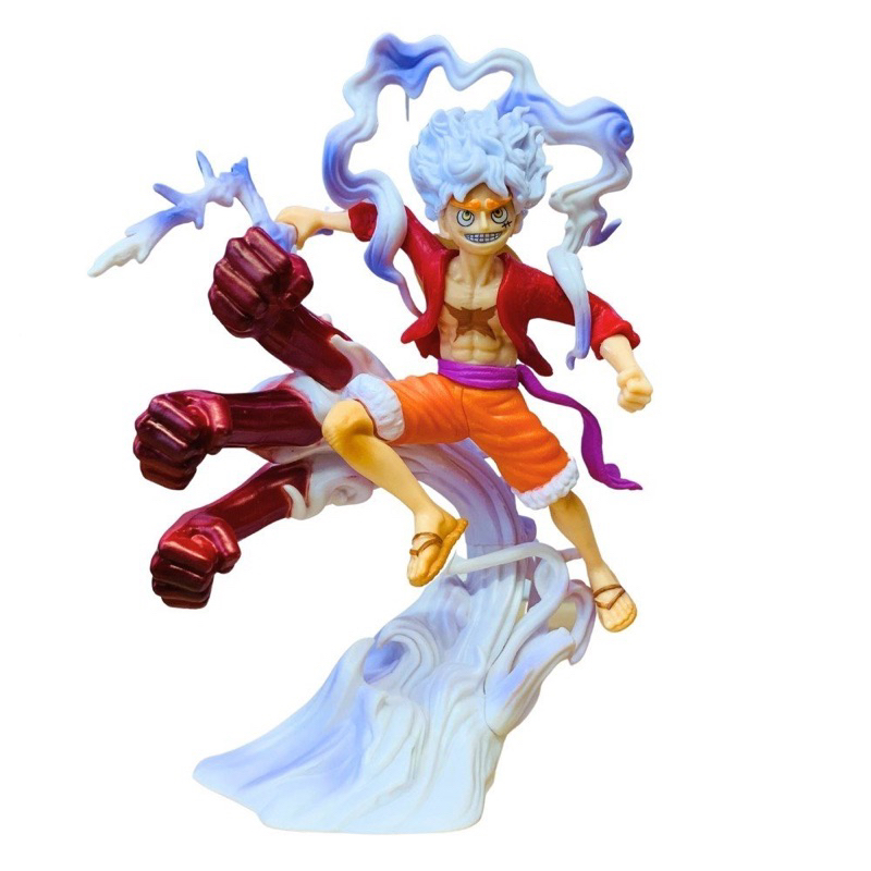 Mô hình đồ chơi - Luffy Gear 5 Nika đỏ bản có vũ khí cầm tay haki 3 đấm siêu đẹp cao 17 cm - OnePiece - Có Hộp Đẹp