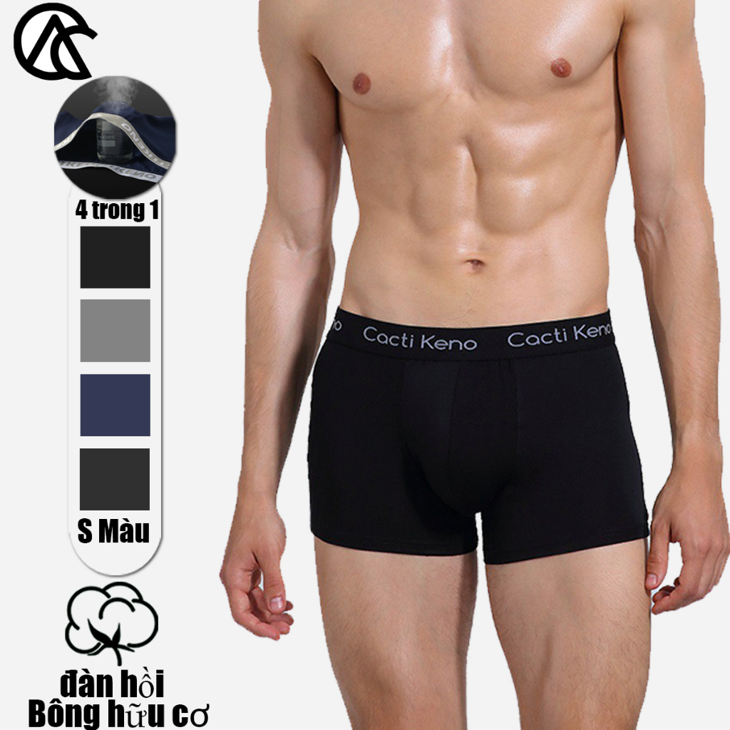 Cacti Keno combo 4 Quần lót boxer cotton nam Chức năng hút ẩm kháng khuẩn tốt Quần lót căng lạnh thoải mái