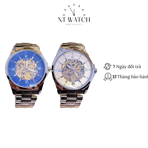 Đồng hồ cơ nam Rolex Skeleton Sport Watch 116500SB mặt lộ cơ thiết kế thể thao mặt kính Mineral dây thép đeo tay cao cấp