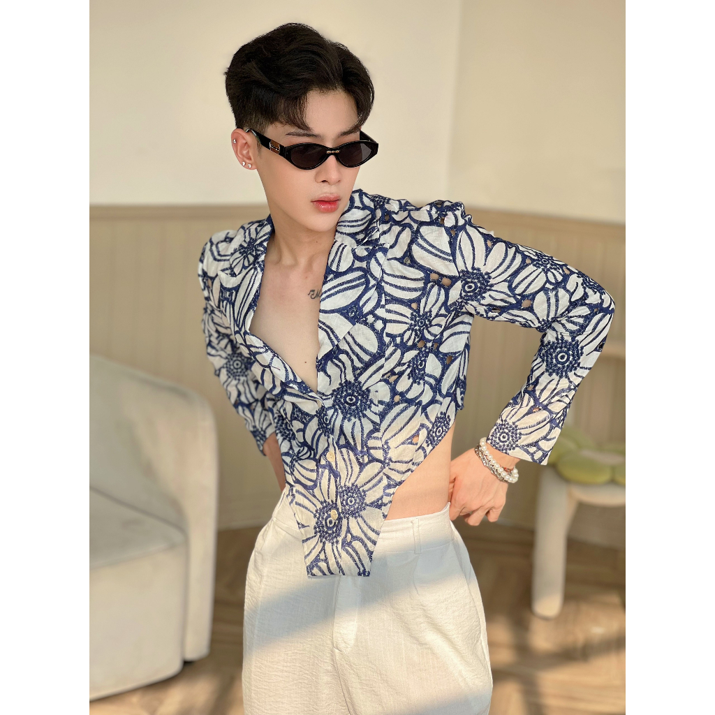 Áo blazer croptop chất linen thêu cực đẹp thương hiệu REO Concept