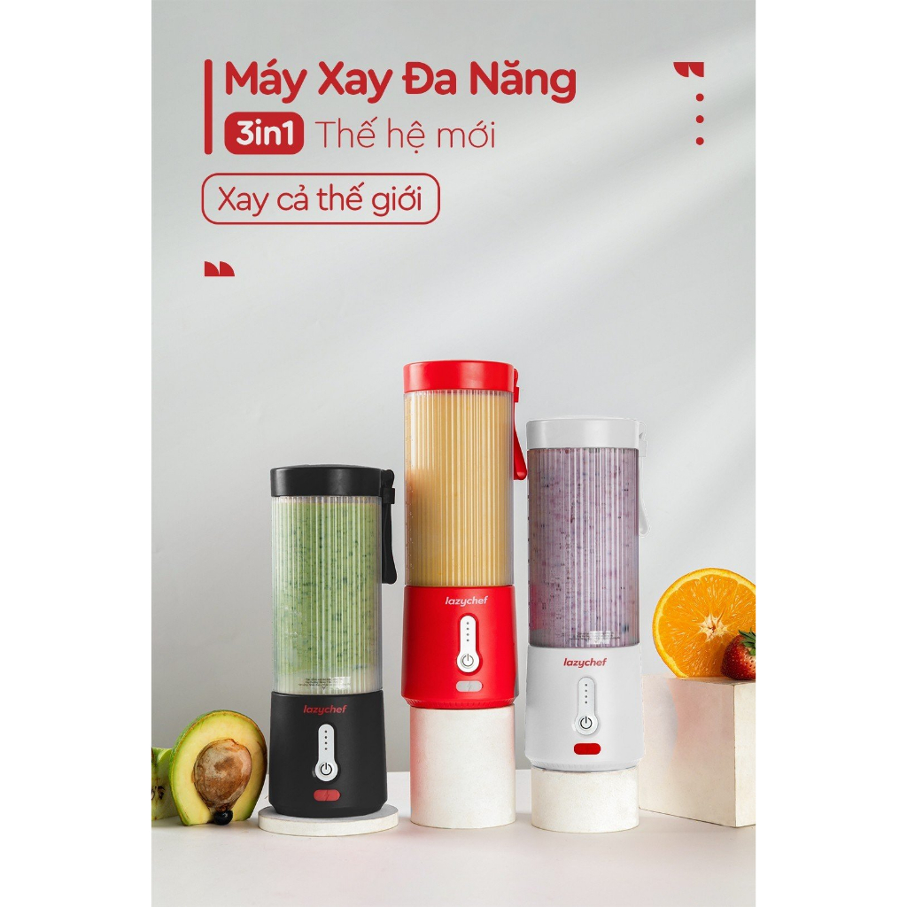 Máy xay sinh tố cầm tay đa năng LazyChef 3 in 1