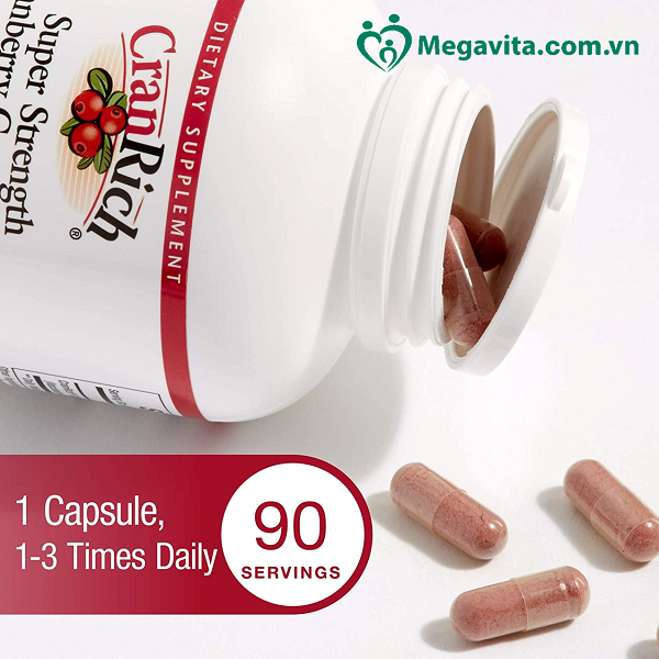 Viên Uống Nam Việt Quất Hỗ Trợ Đường Tiết Niệu Cranrich Super Strength Cranberry Concentrate 500mg 90 viên