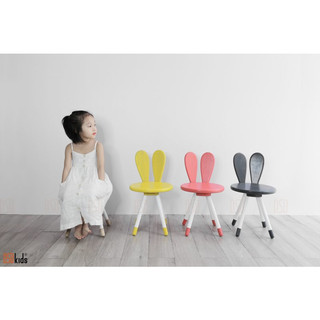 Ghế trẻ em hình tai thỏ gỗ tự nhiên cao cấp, ghế đơn Kitty