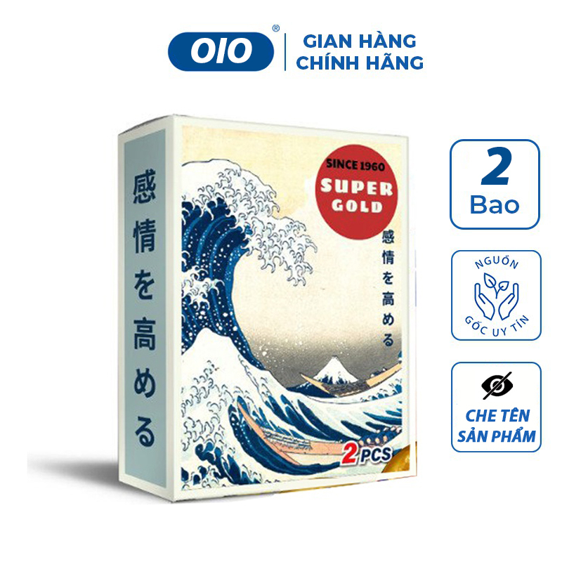 Bao cao su bi lớn 1cm Super Gold hộp 2 cái chống xuất tinh sớm kéo dài thời gian quan hệ