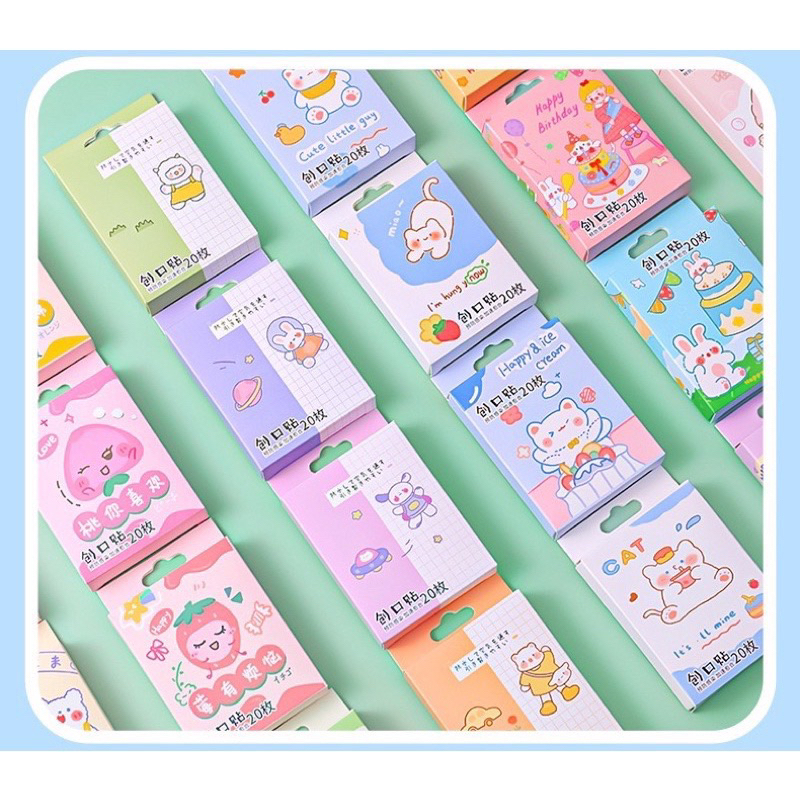 Set Hộp 20 Miếng Băng Keo Cá Nhân Hoạt Hình Ngộ Nghĩnh