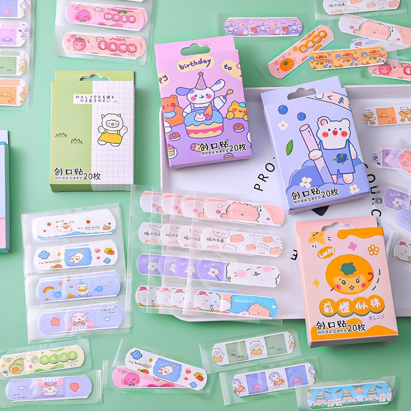 Set Hộp 20 Miếng Băng Keo Cá Nhân Hoạt Hình Ngộ Nghĩnh