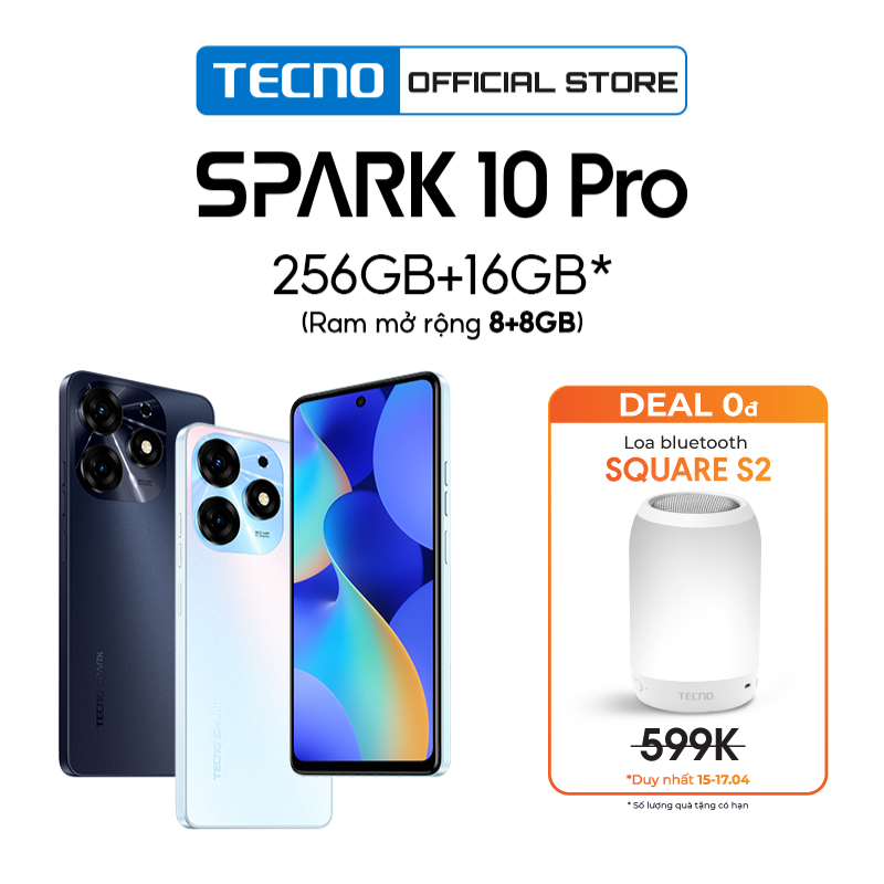 Điện thoại Tecno SPARK 10 Pro 8GB/256GB - Helio G88 | 5000 mAh | Sạc nhanh 18W | Cảm ứng vân tay