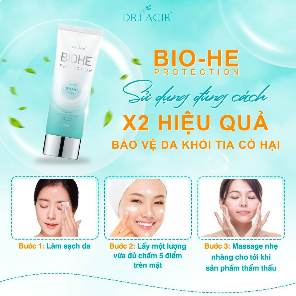 Kem chống nắng Dr Lacir chống nắng sinh học biohe dưỡng ẩm cho da,ngăn ngừa tia có hại HEV 60ml chính hãng
