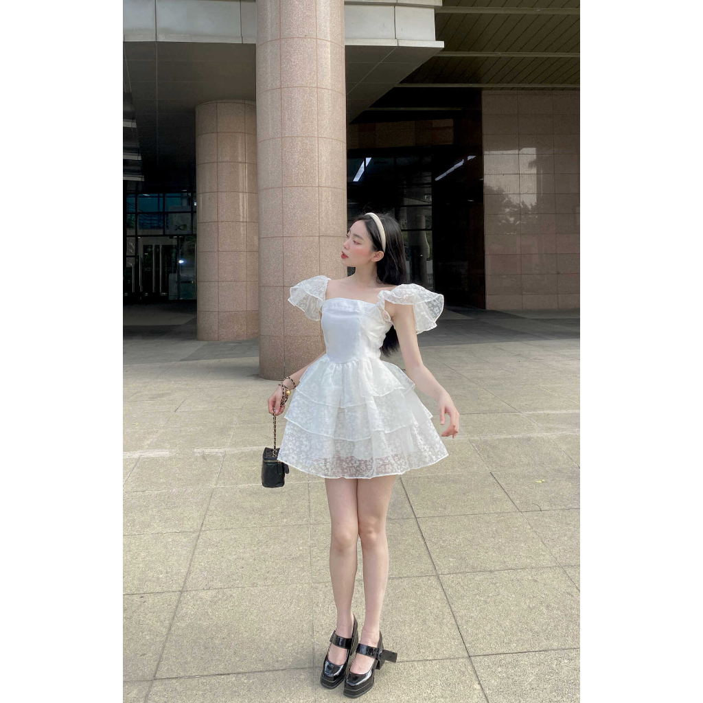 Đầm Trắng 2 Dây Họa Tiết Hoa Tay Bèo - CHITA DRESS - GOÛT DE JUN