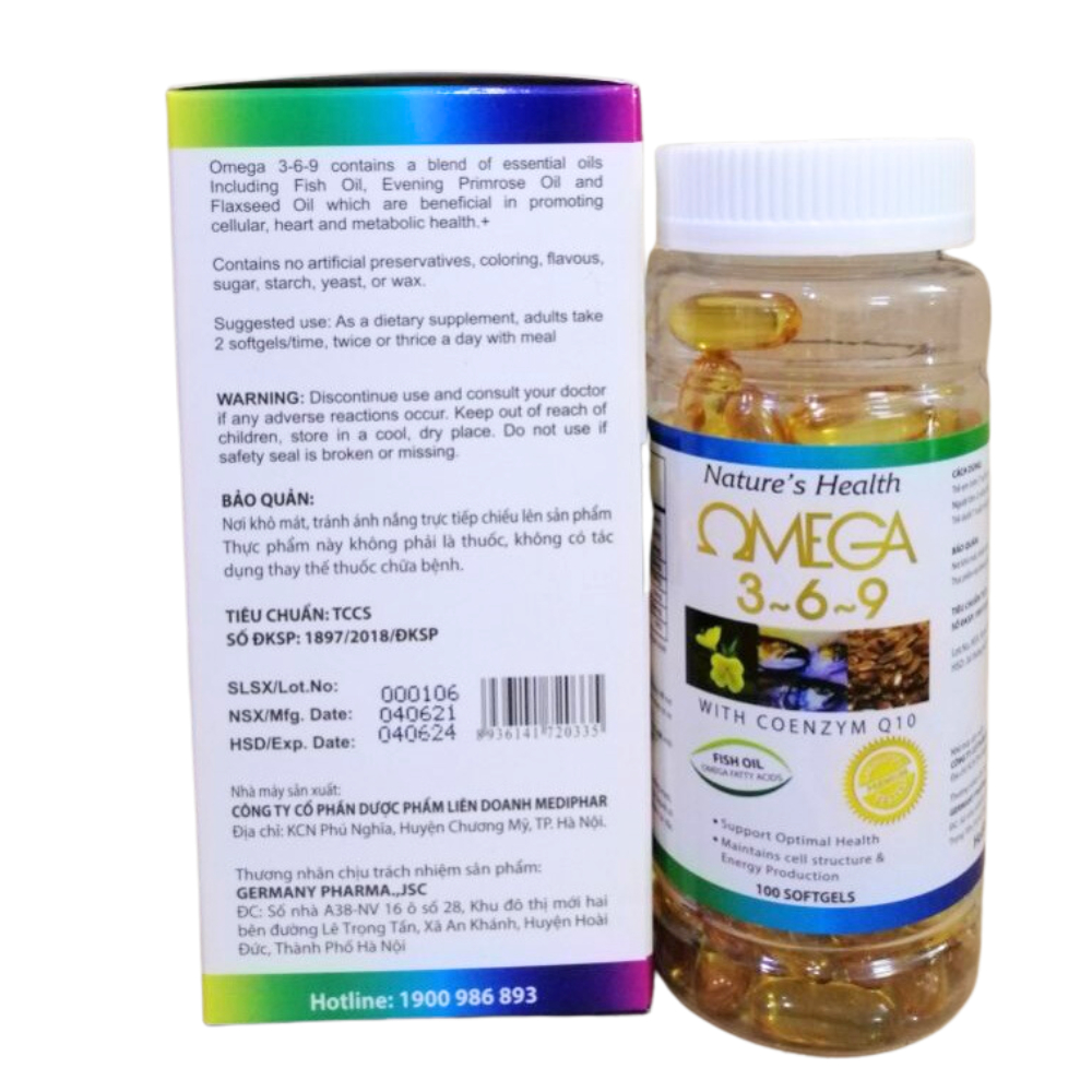 Nature’s Health Omega 3-6-9, hỗ trợ giảm lượng cholesterol và triglyceride trong máu, giúp sáng mắt