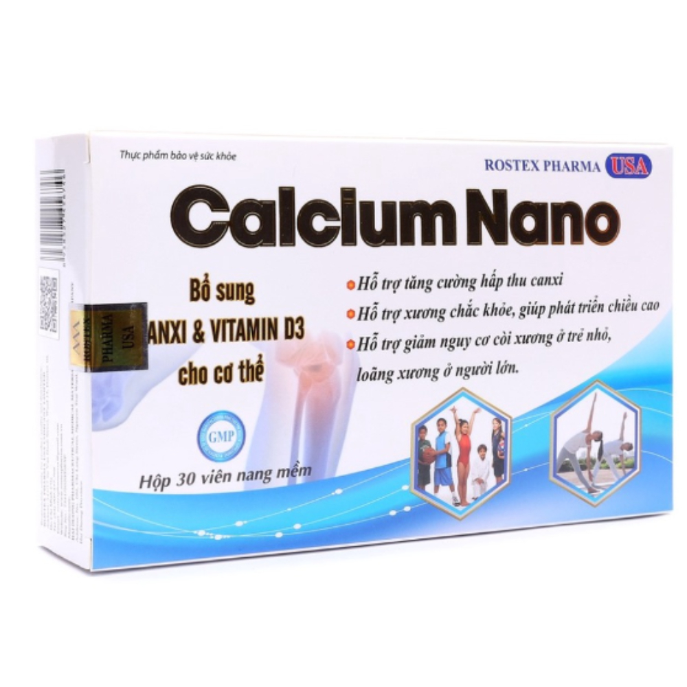 Calcium Nano bổ sung canxi, vitamin D3 tăng chiều cao - 30 viên