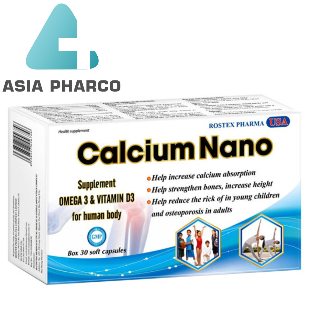 Calcium Nano bổ sung canxi, vitamin D3 tăng chiều cao - 30 viên [Calcium Nano Xanh dương]