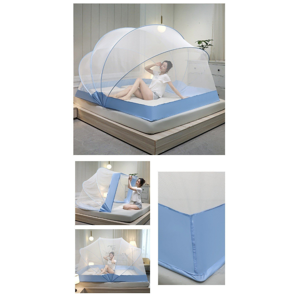 Màn xếp bán nguyệt thông minh gấp gọn Size 1m6 / 1m8 / 2m2 - Màn mùng lưới chống muỗi gấp gọn hình bán nguyệt