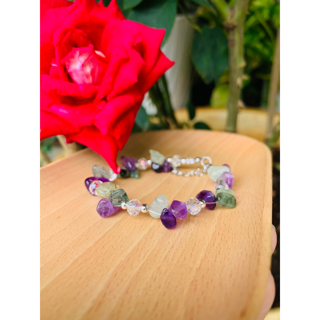 Vòng tay handmade đá năng lượng mix đá tuỳ chọn