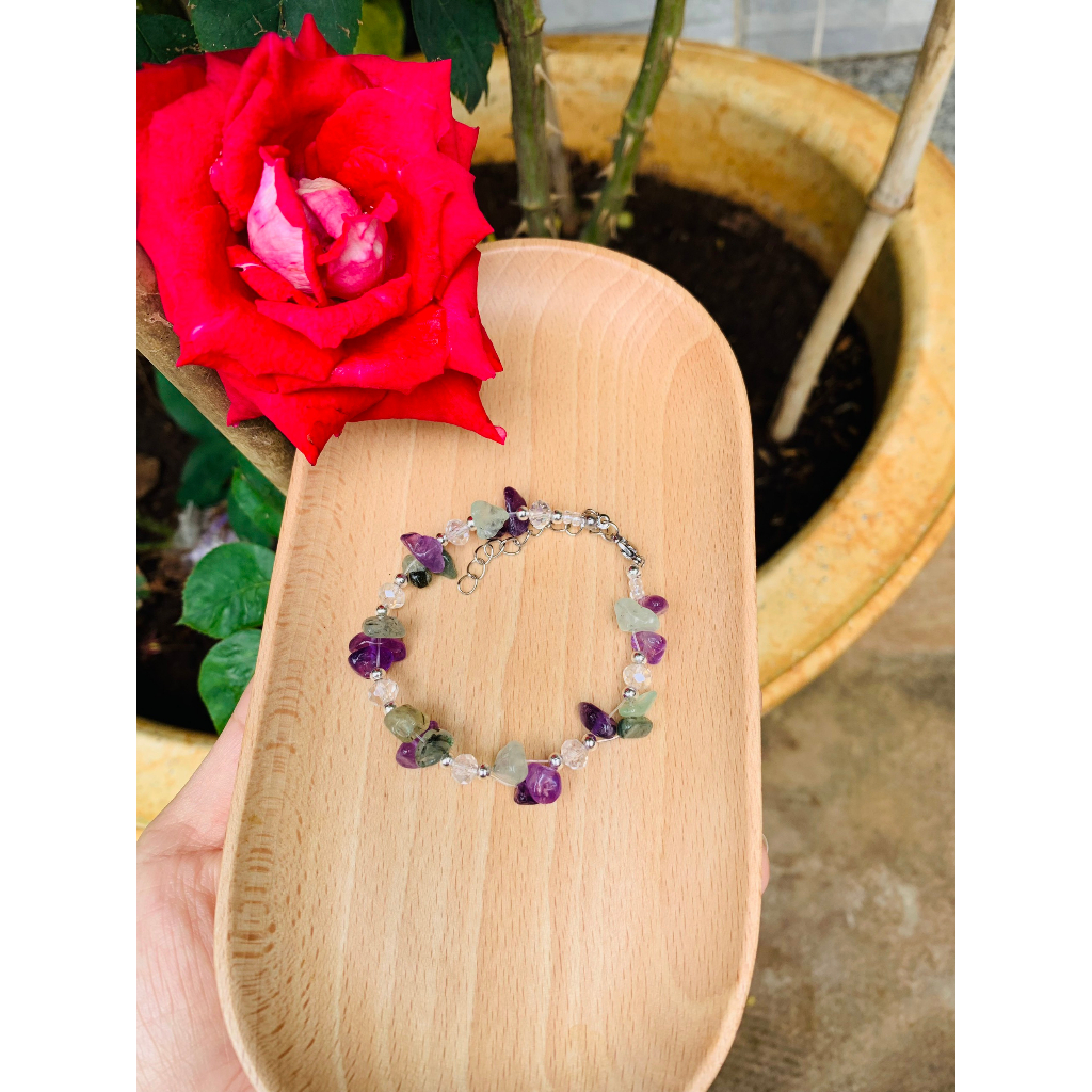 Vòng tay handmade đá năng lượng mix đá tuỳ chọn