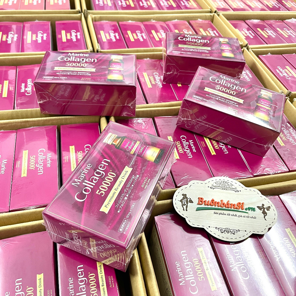 Nước Uống Dưỡng Da Cao Cấp Marine Collagen 50000 Premium Beauty Drink Nhật Bản - Hộp 10 Lọ x 50ml