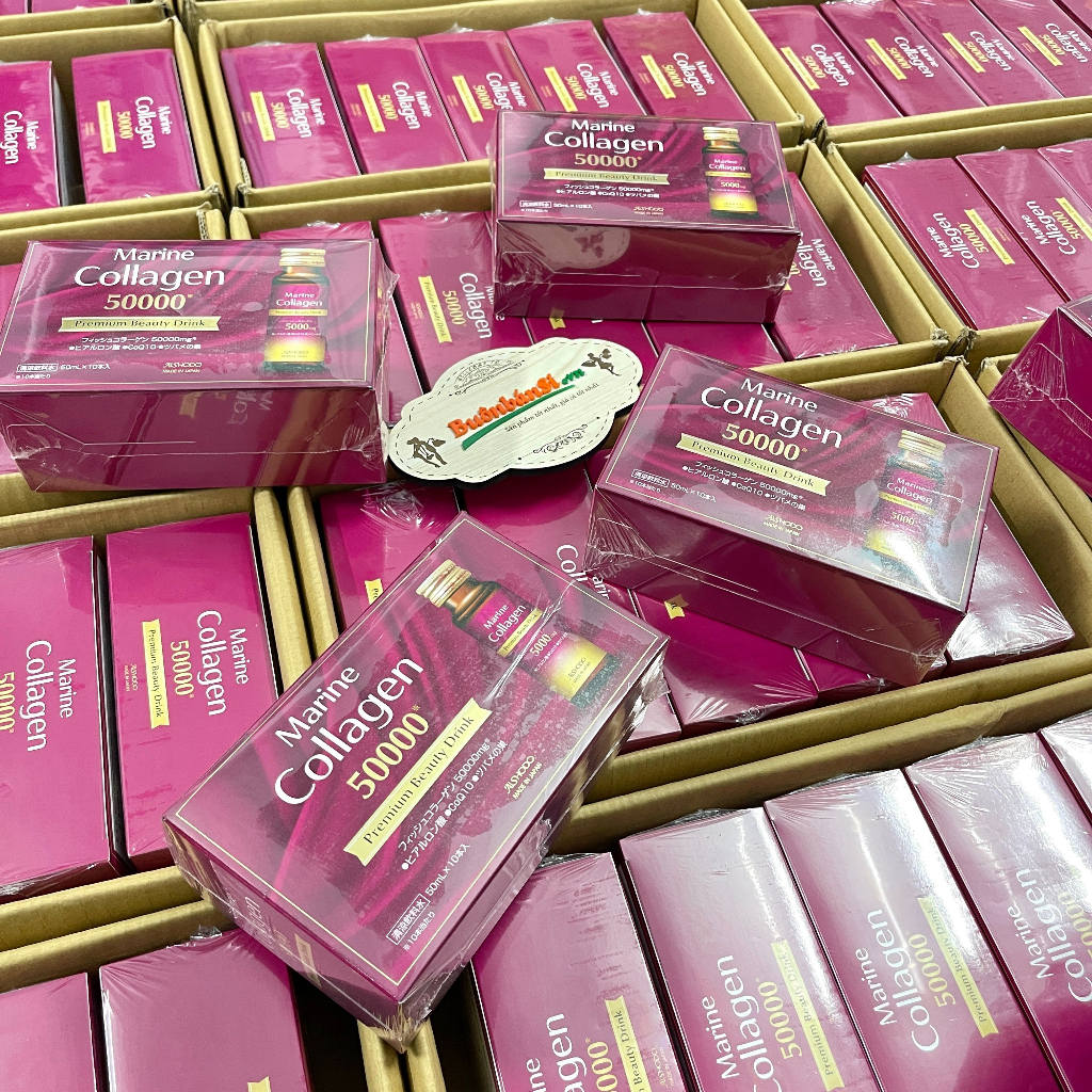 Nước Uống Dưỡng Da Cao Cấp Marine Collagen 50000 Premium Beauty Drink Nhật Bản - Hộp 10 Lọ x 50ml