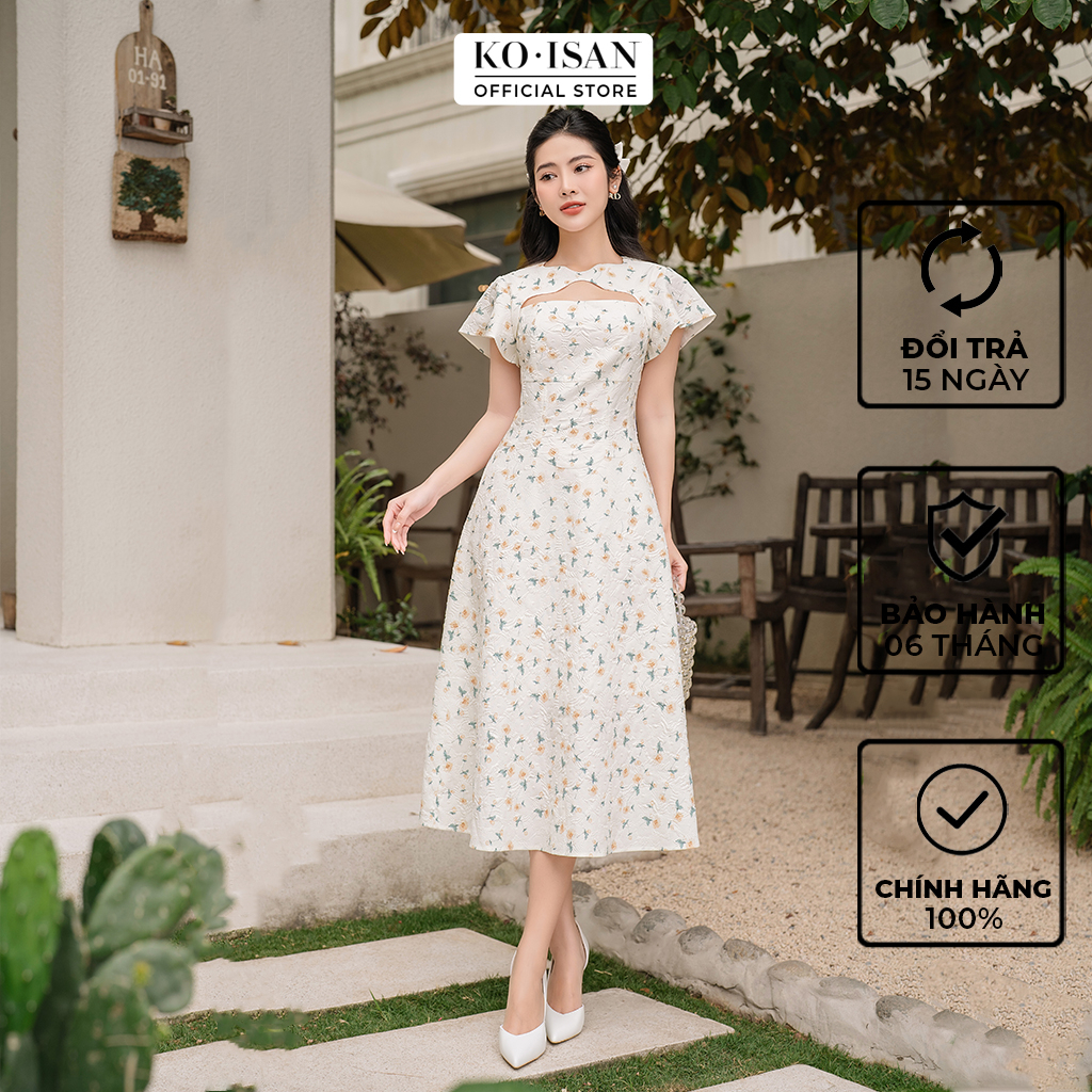 Đầm xòe nữ hở lưng KOISAN tạo phom tôn dáng chất liệu xốp họa tiết hoa nhí nhẹ nhàng xinh xắn S2382018