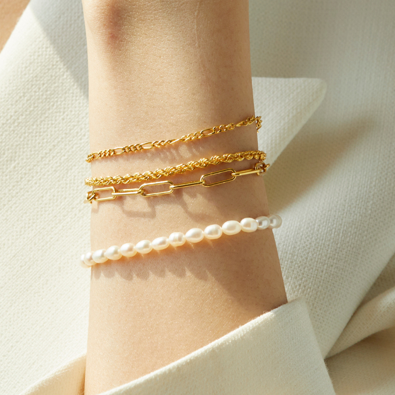 Lắc Tay Bạc Nữ CARA LUNA Dây Xích Chữ Nhật Trơn Paperclip - VCB04