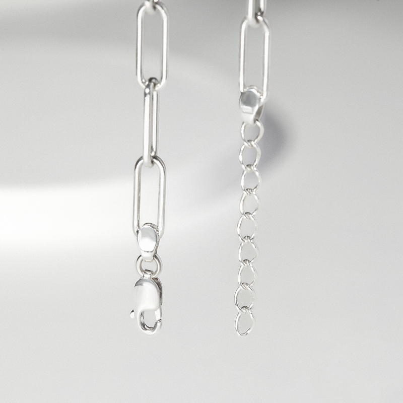 Lắc Tay Bạc Nữ CARA LUNA Dây Xích Chữ Nhật Trơn Paperclip - VCB04