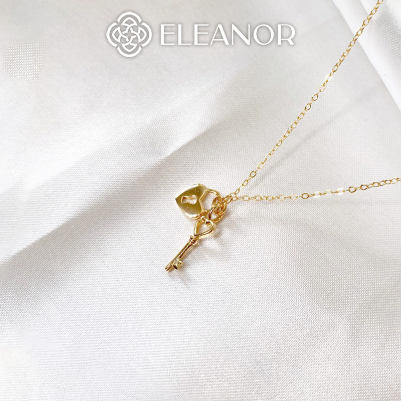 Dây chuyền nữ bạc 925 Eleanor Accessories mặt ổ khóa hình trái tim phụ kiện trang sức 5402