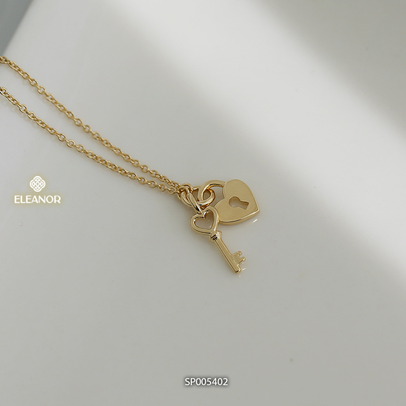 Dây chuyền nữ bạc 925 Eleanor Accessories mặt ổ khóa hình trái tim phụ kiện trang sức 5402