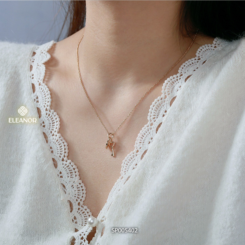 Dây chuyền nữ bạc 925 Eleanor Accessories mặt ổ khóa hình trái tim phụ kiện trang sức 5402