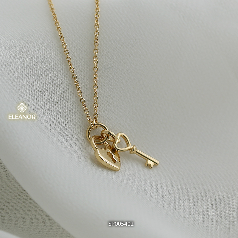 Dây chuyền nữ bạc 925 Eleanor Accessories mặt ổ khóa hình trái tim phụ kiện trang sức 5402