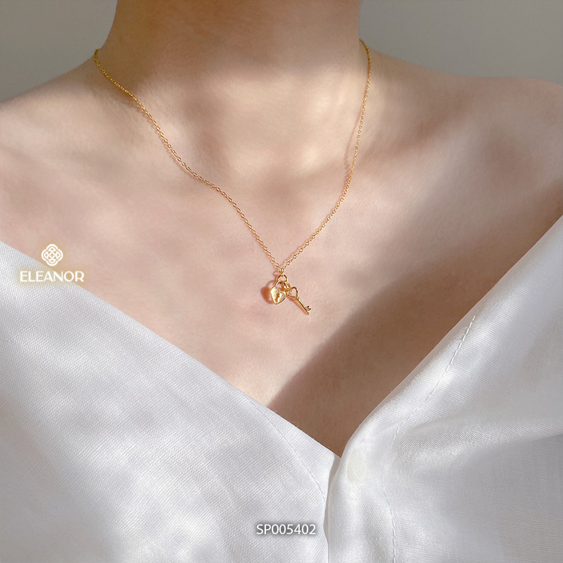 Dây chuyền nữ bạc 925 Eleanor Accessories mặt ổ khóa hình trái tim phụ kiện trang sức 5402