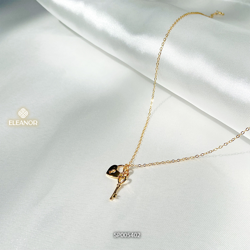 Dây chuyền nữ bạc 925 Eleanor Accessories mặt ổ khóa hình trái tim phụ kiện trang sức 5402