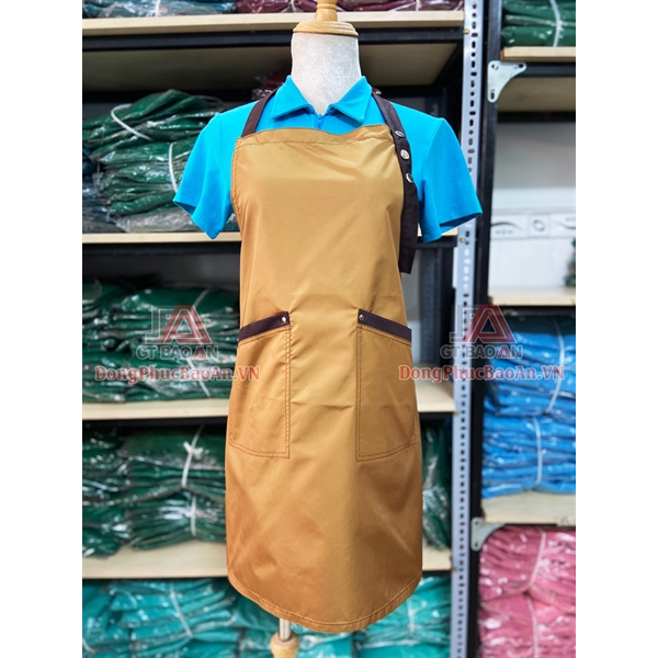 Tạp dề dài đồng phục quán cafe cao cấp MÀU CAFE PHỐI DÂY NÂU CAO CẤP , tạp dề phục vụ pha chế cho Nam Nữ