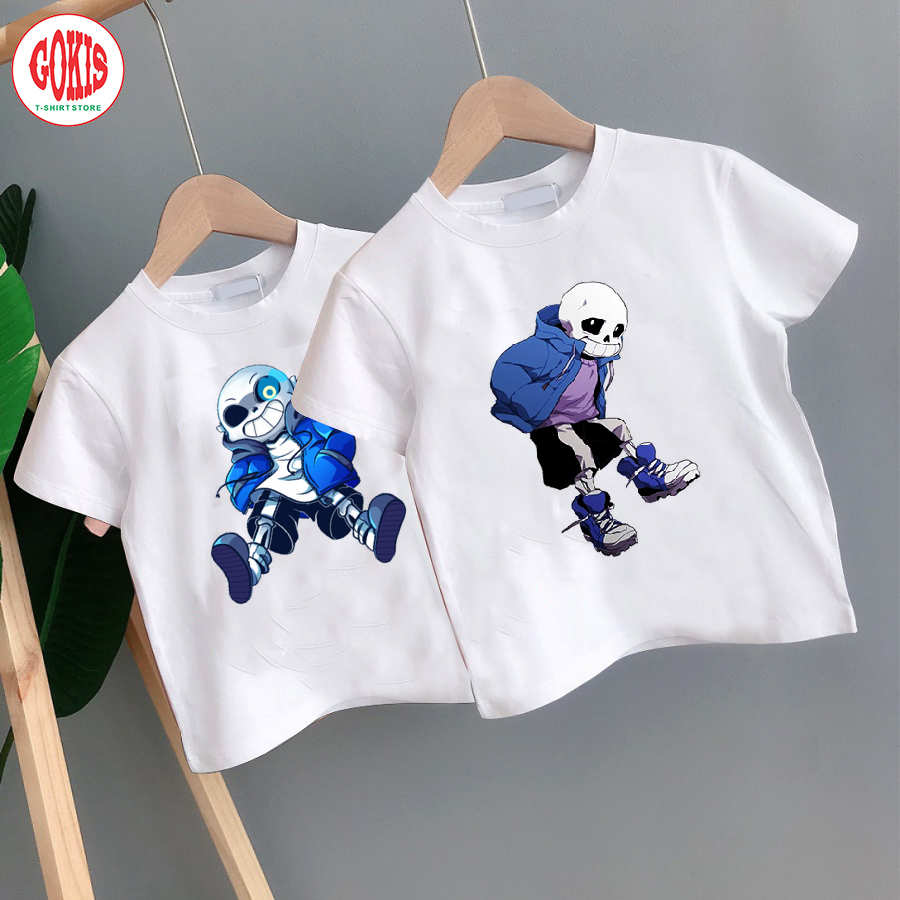 Áo thun cho bé in hình game Undertale Sans siêu ngầu đủ size từ 10Kg - Áo phông tay cộc cổ tròn Gokis shop