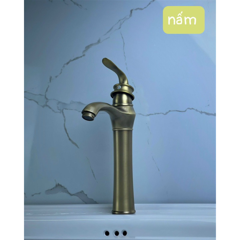 vòi rửa mặt cao cấp màu cổ điển kèm chân và day cấp nóng lạnh 60cm