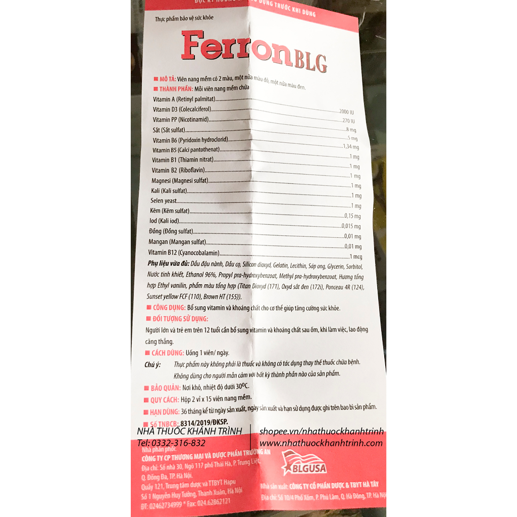 Viên uống bổ sung sắt cho bà bầu FERRON BLG