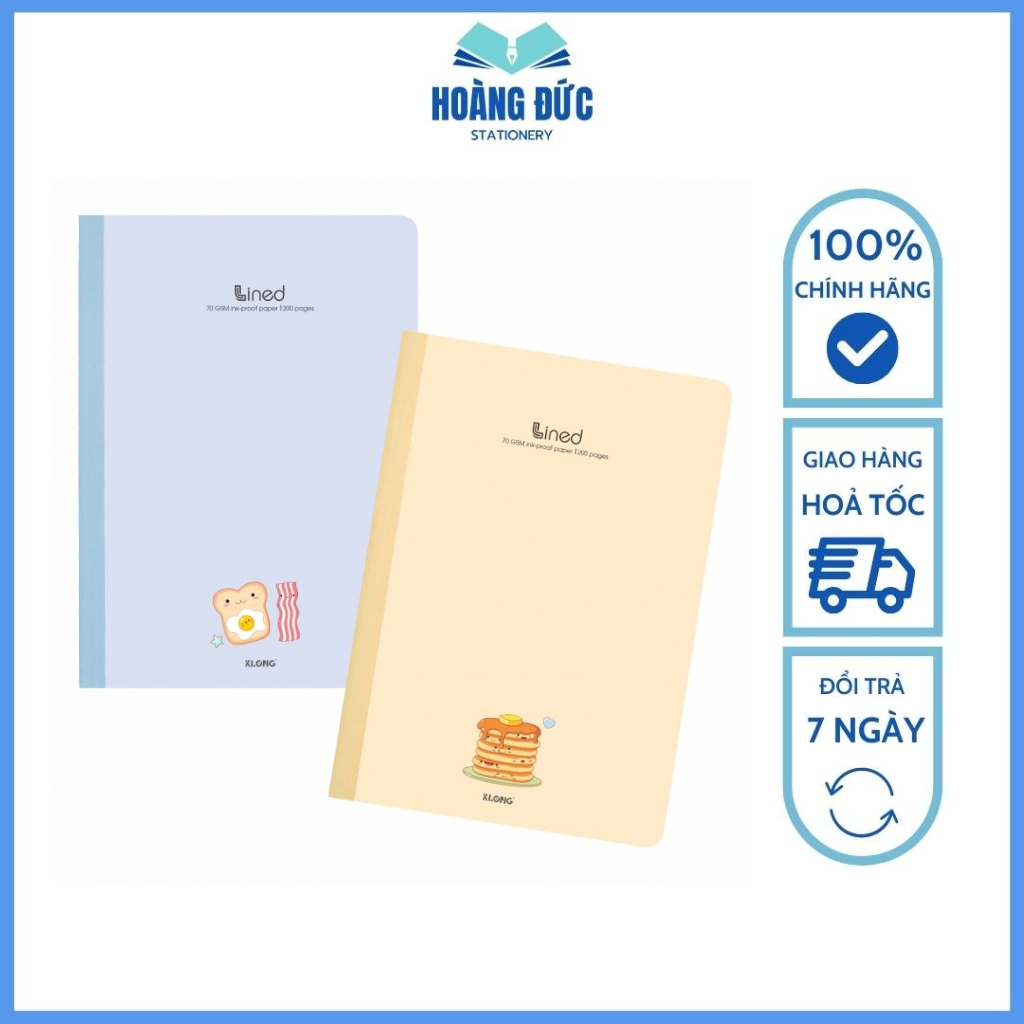 Vở kẻ ngang Klong may dán gáy A4 120 trang - MS: 849; 200 trang - MS: 850; 300 trang - MS: 851