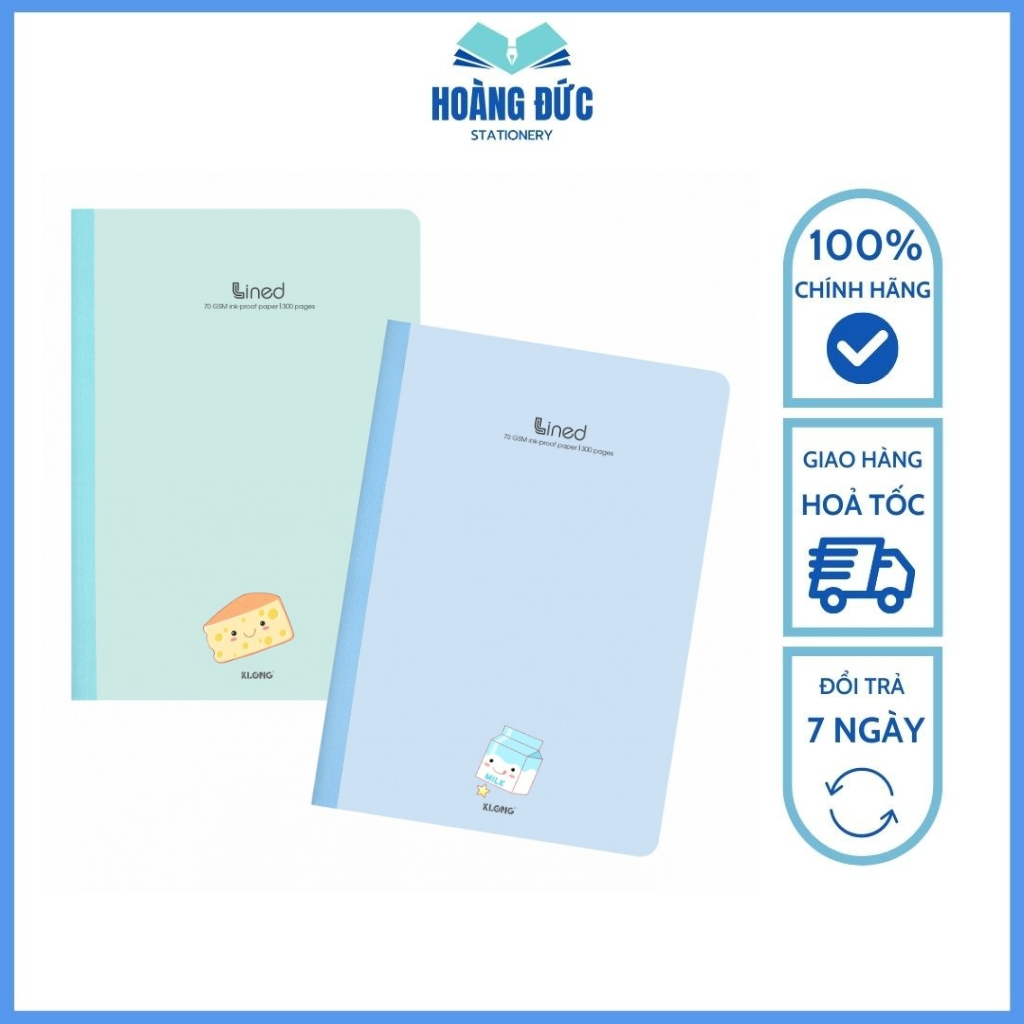 Vở kẻ ngang Klong may dán gáy A4 120 trang - MS: 849; 200 trang - MS: 850; 300 trang - MS: 851