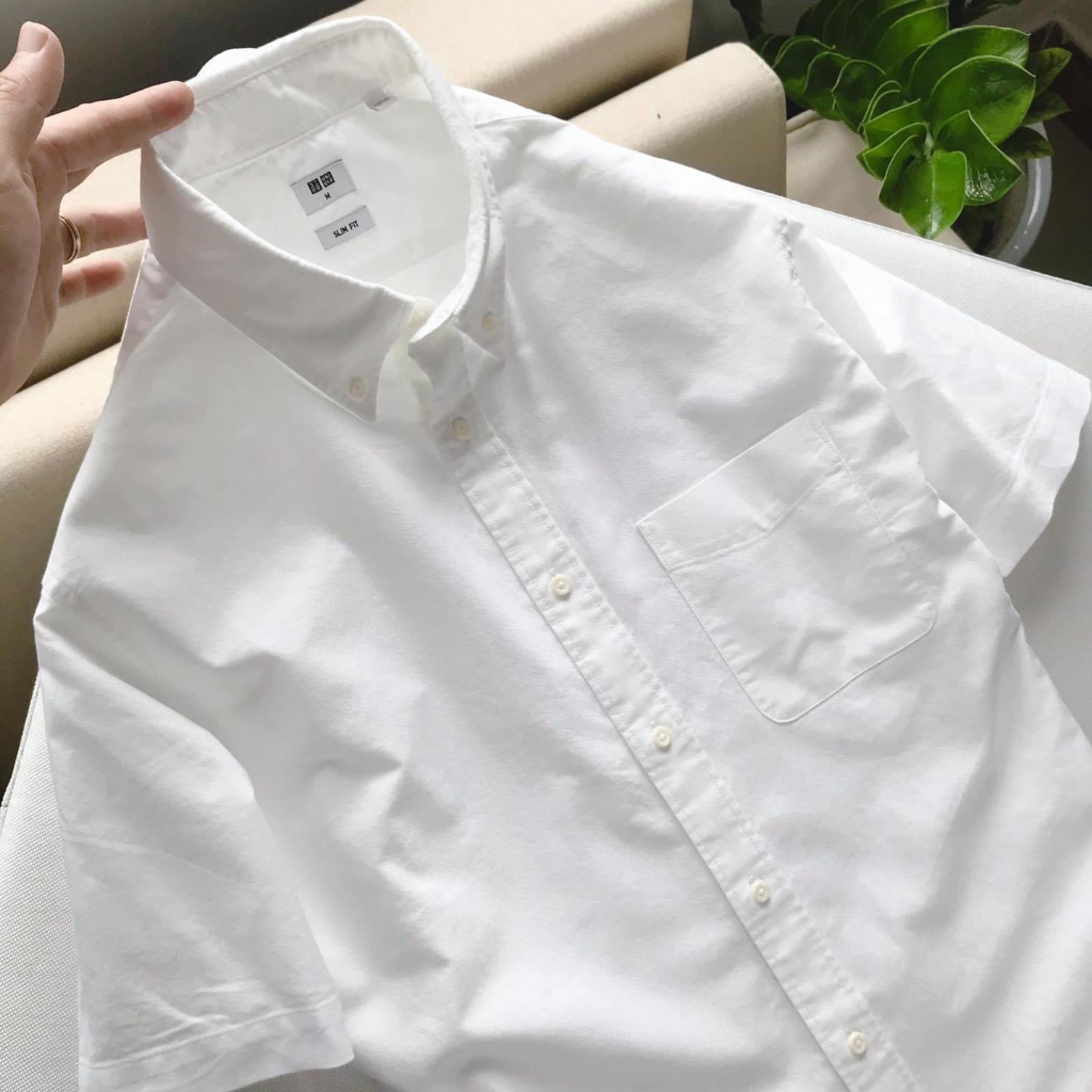 ÁO SƠ MI CỘC TAY OXFORD TRƠN UNIQILO - FORM DÁNG SLIMFIT CHUẨN CHÂU ÂU