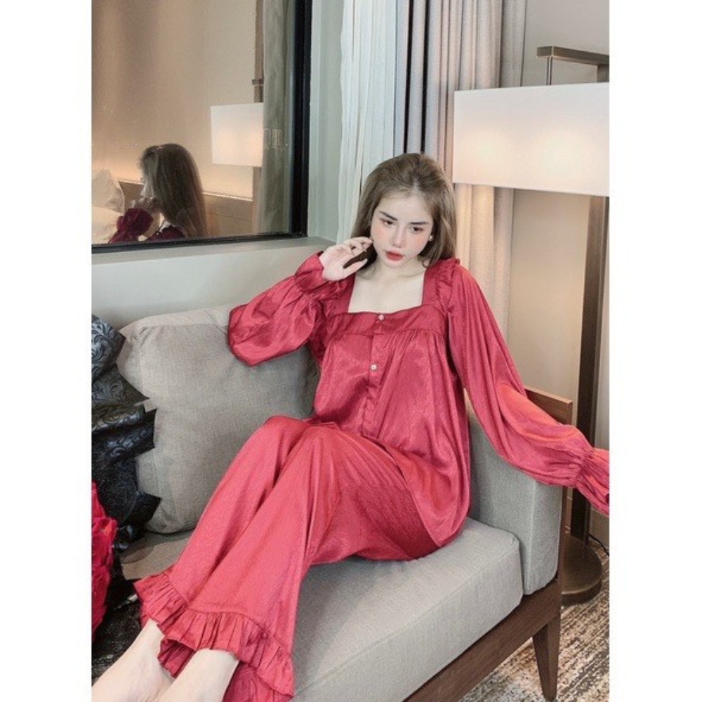Bộ Pyjama - Bộ Mặc Nhà Chất Vải Lụa Xước Cao Cấp Mềm Mát