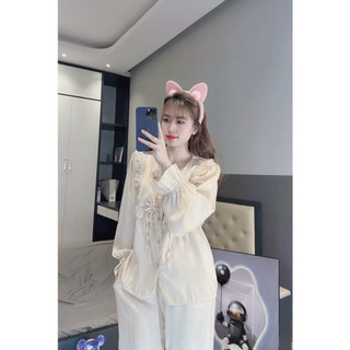Bộ Pyjama - Bộ Mặc Nhà Chất Vải Lụa Xước Cao Cấp Mềm Mát