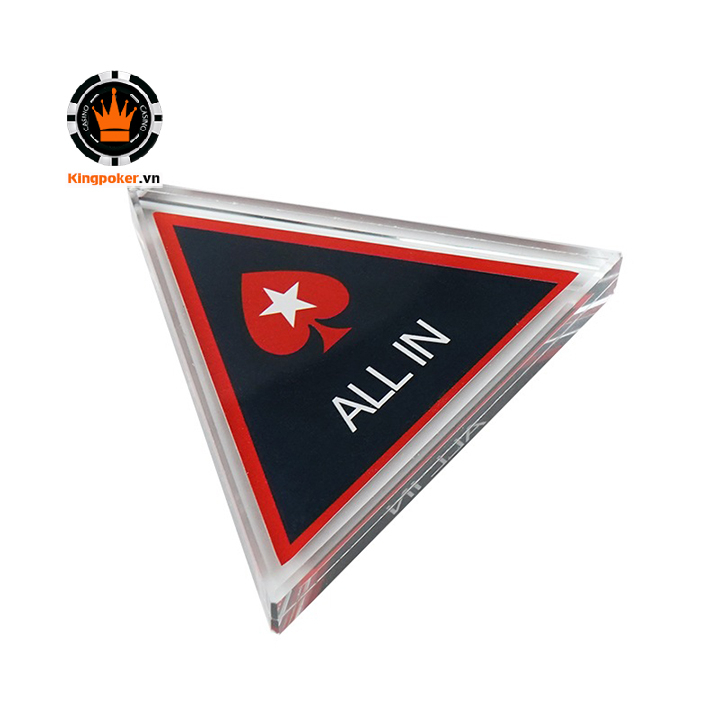 Nút all in hình tam giác thủy tinh cao cấp dùng chơi poker trong casino club