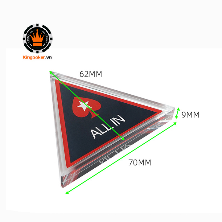 Nút all in hình tam giác thủy tinh cao cấp dùng chơi poker trong casino club