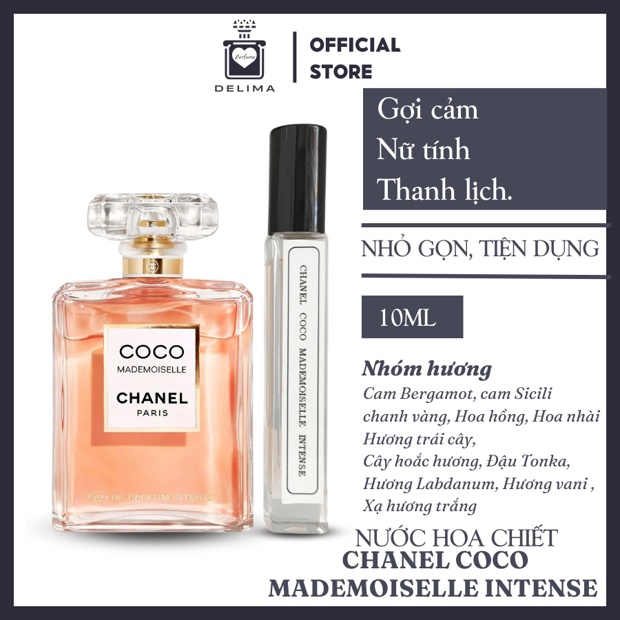 Nước Hoa Co.co Ch.anel Mademoiselle Paris Intense 10ml , Nước Hoa Chính Hãng Hương Thơm Ngọt Ngào Quyến Rũ