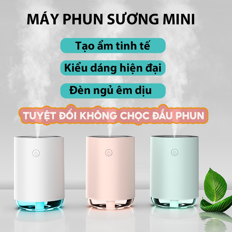 Máy phun sương mini Jiashi tạo độ ẩm xông tinh dầu có đèn LED 3 màu - MPS02