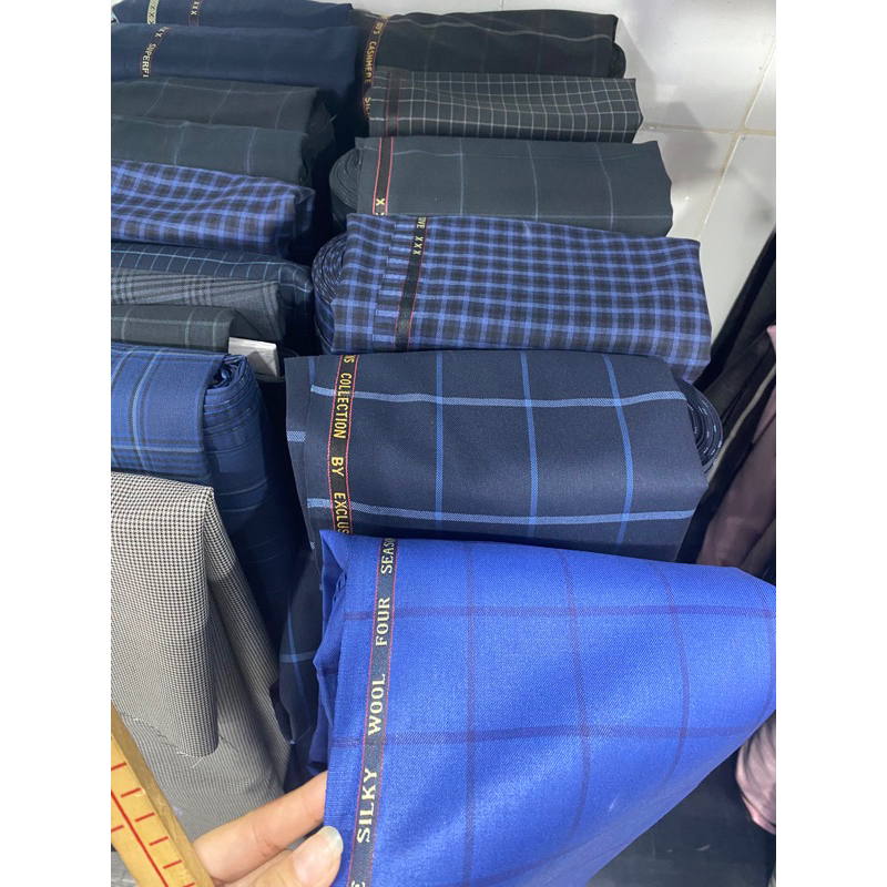 Vải Quần Tây Wool Caro Vest Co Dãn Nhẹ