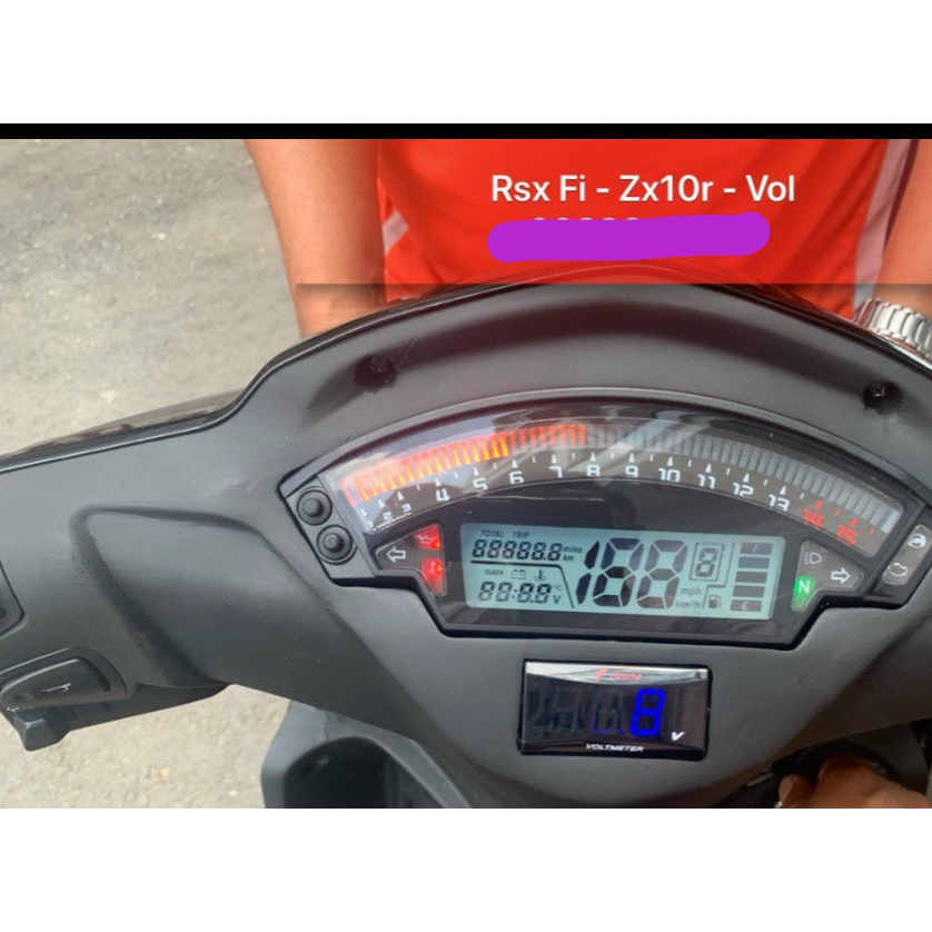 Đồng hồ điện tử ZX10r có kèm mắt đọc chế độ cho các loại xe máy - M8844 -